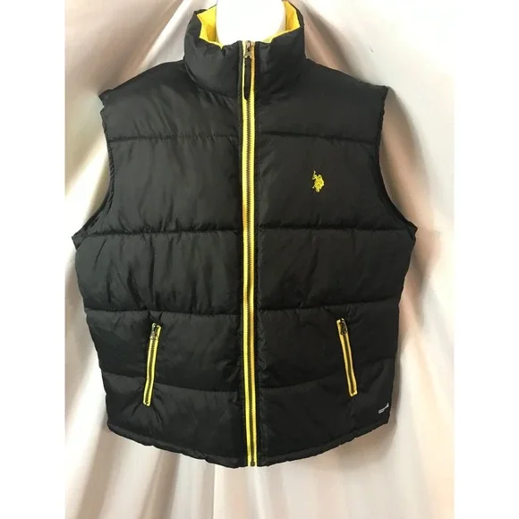 U.S. Polo Assn Mens XL Yellow & Black Puffer Bubble Vest - Picture 2 of 6